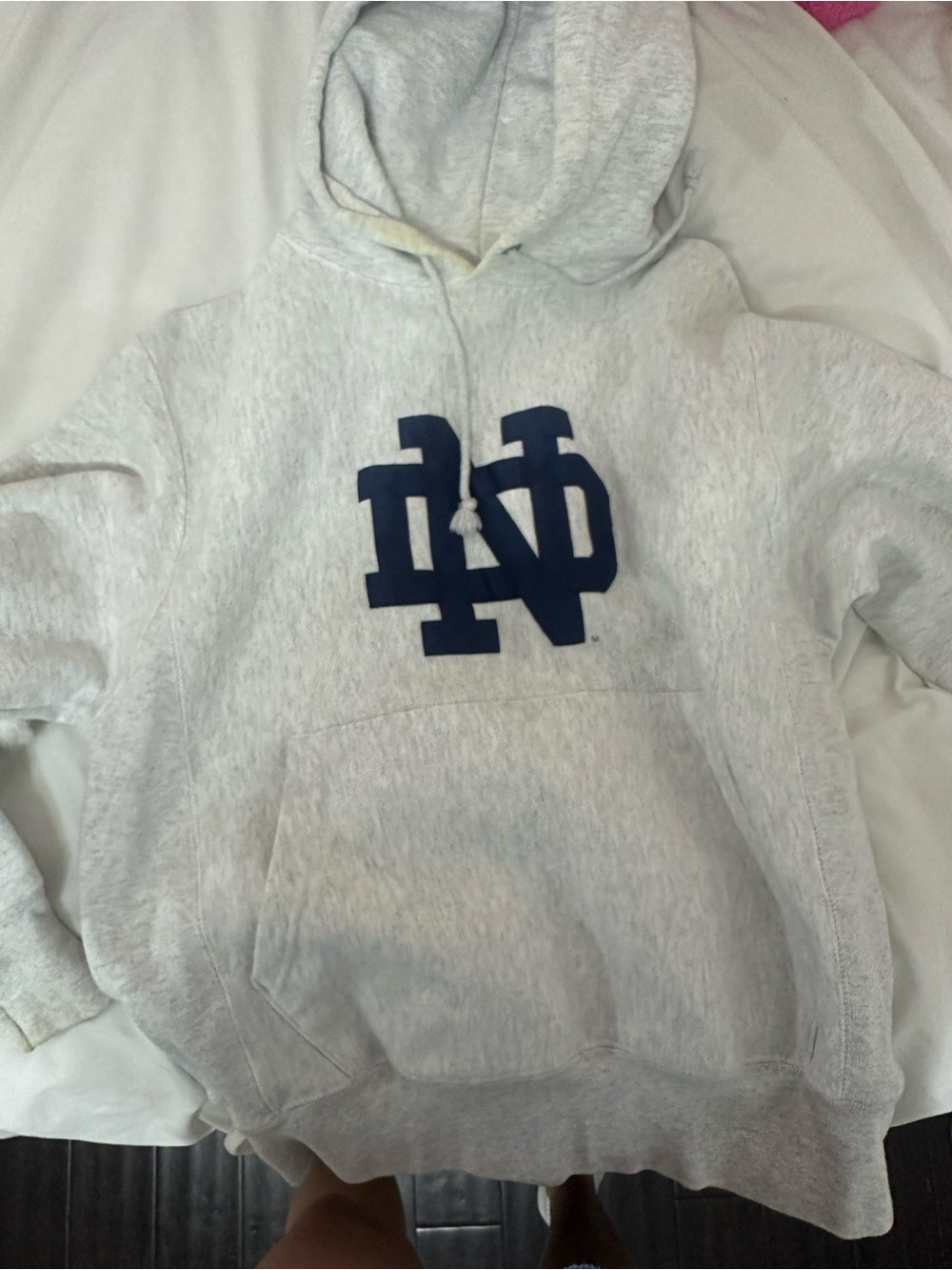 Gray Hooded Sweatshirt with Notre Dame Logo - Picture 1 of 2